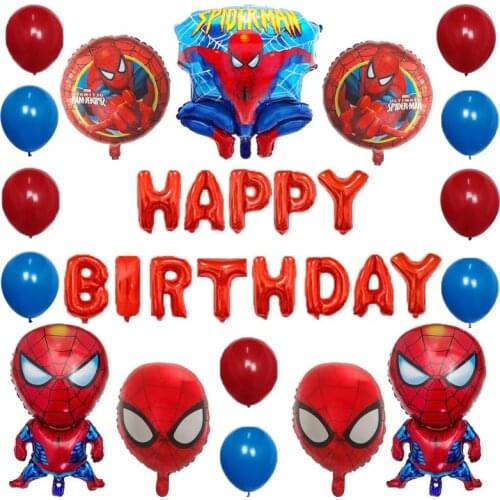 30pcs Superhero Spider Man Captain America Foil Balloon Birthday Party Decoration Latex Air Balloon Childrens Day Toy