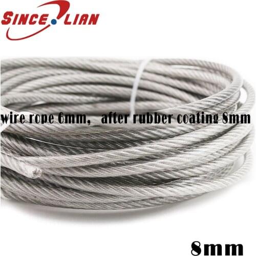 5 meters Plastic Coated Steel Wire Rope 304 stainless steel Wire Steel Wire Clothesline Outdoor Drying Rope Wire 8mm 7*19