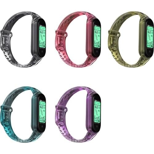 5Pcs Mi 6/5/4/3 Light-Changing Silicone Strap Transparent Change Color Watch Strap Wristband Bracelet for XIAO MI Band