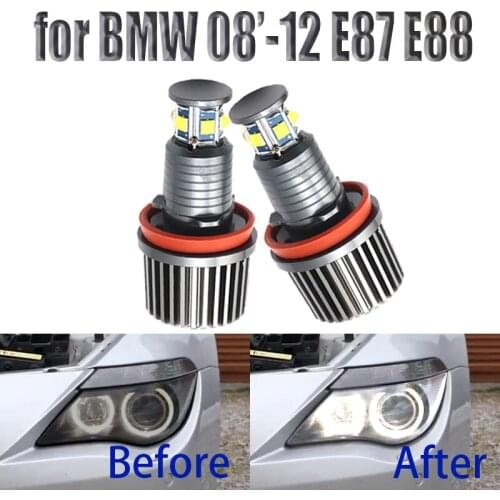 6000K White 120W 6 LED 3000LM Car Angel Eye Marker Headlights Bulbs Lamps for BMW 2008-2012 1 Series E87 E88 Coupe