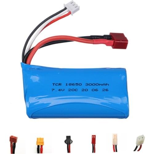 7.4V 3000mah 18650 Lipo Battery for Q46 Wltoys 12428 12401 12402 12403 12404 12423 144001 A959-B A969-B FY-03 FY01 FY02 RC Car