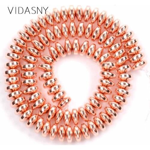 130pcs 6x3mm Rose Gold Hematite Rondelle Beads For Jewelry Making Natural Stone Spacer Loose Beads Diy Bracelet Accessories