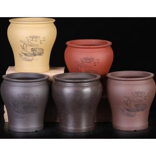Purple Clay Flowerpot Succulent Iris Orchid Breathable Bonsai Pot Desktop Creative Personality Ceramic Classical Potted
