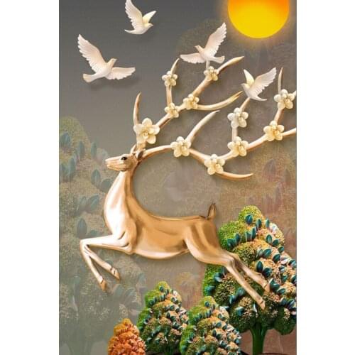 Embossed elk The wooden puzzle 1000 pieces ersion jigsaw puzzle white card adult childrens educational toys