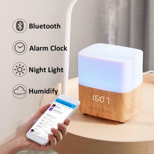 Bluetooth Aromatherapy Diffuser, 300ml Clock DiffuserAroma Essential Oil Diffuser Ultrasonic Air Humidifier Auto-off for Home