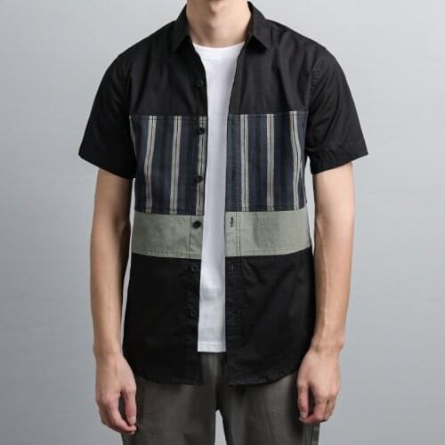 2021 Summer new style Italy Suehaiwes brand cotton shirt men short-sleeved patchwork shirts men comfortable camisa chemise tops