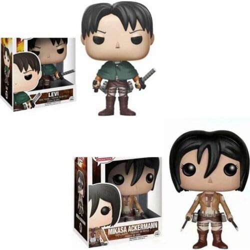 Funko Japanese Animation Attack on Titan Levi 235# MIKASA ACKERMANN 21# Eren Jaeger 20# Action Figure Vinyl Doll Pocket Toys