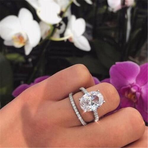 Hot Sale 925 Sterling Silver Wedding Rings Finger Luxury oval cut 3ct Diamond Rings For Women Engagement gemstone Jewelry Anel