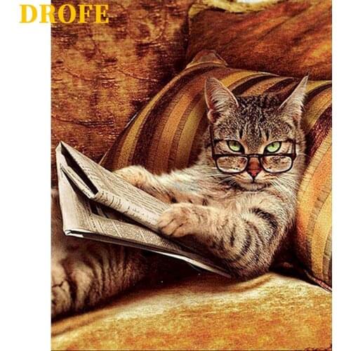 DROFE Frame DIY Painting By Numbers Kits Cat Animals Modern Wall Art Canvas Painting Drawing By Numbers For Home Wall Arts