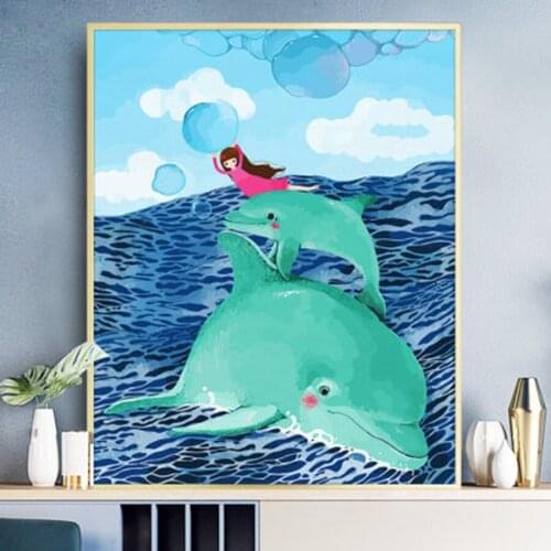 Painting By Numbers Animals dolphin 50x40cm Pictures Oil Painting By Numbers Set Gift Coloring By Numbers Canvas Wall Set