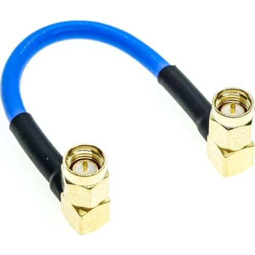 SMA Male Right Angle to SMA Male Right Angle RG402 RG-402 Semi Flexible Coaxial Cable 0.141" 50ohm Blue