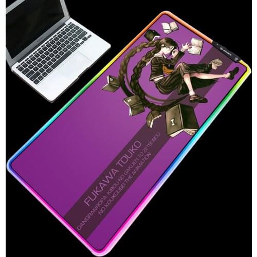 XGZ Danganronpa HD Background Photo RGB Mouse Pad LED Lighting Backlit PC Mice Mats Durable Anti-slip Table Pad for Cartoon Fans