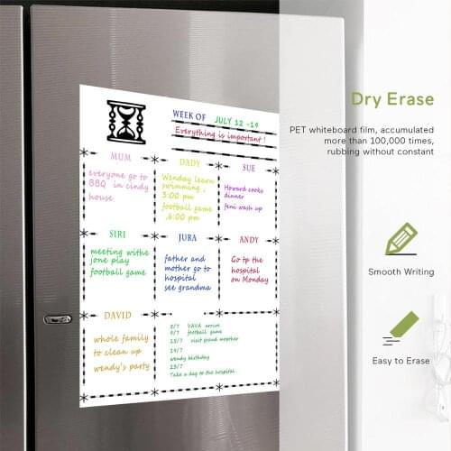 A3 Magnetic Dry Erase Whiteboard Sheet for Fridge Weekly White Board Calendar For Menu Planning with 4 Pen