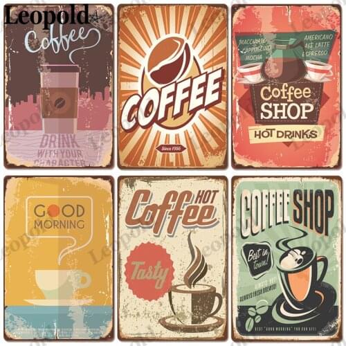 Metal Plaque Vintage Coffee Poster Good Morning Label Wall Art Coffee Shop Dessert Shop Restaurant Room Home Decor Accessories