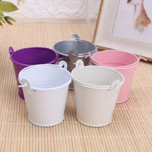 YYSD Mini Flower Pot Metal Barrel Plant Succulent Plant Flowerpot Home Office Decor