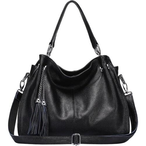 Fashion winter Women Real Genuine Leather Casual Women Handbag Large Shoulder Bag tassel Ladies casual Tote Satchels Purse Bolsa