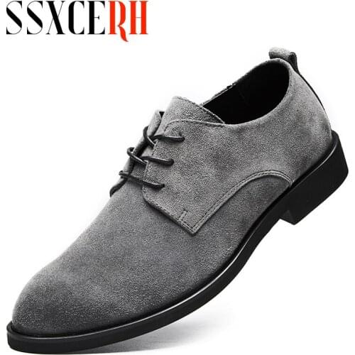 2021 Brand Big Size 38-48 Men Shoes England Trend Casual Shoes Male Suede Oxford Wedding Leather Dress Shoes Quality Men Flats