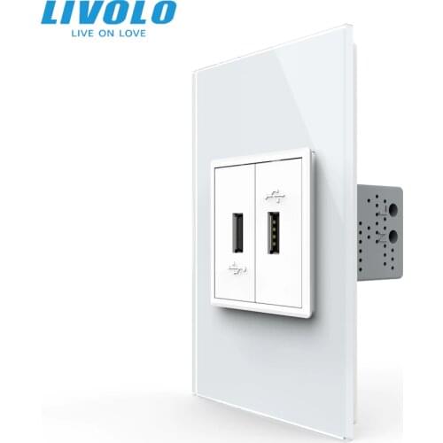 Livolo C9 US Standard 45mm Luxurious Telephone Com TV SATV aiduo socket, white Pearl Crystal Glass panel, socket plugs