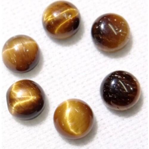 Wholesale hot selling natural tiger eye Stone 8mm Round cab Cabochons Smooth Beads for Jewelry making Accessories 100pcs/lot
