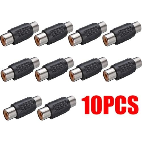 10pcs RCA Female to RCA Female Audio Video Cable Jack Plug Coupler Adapter Stereo Audio Connector
