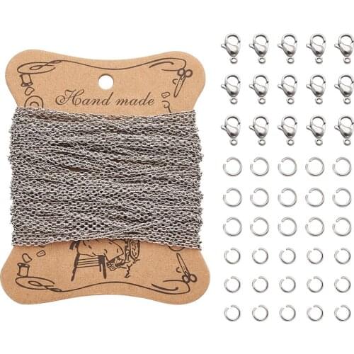 DIY Jewelry Set with 304 Stainless Steel Pendants and Cable Chains for Iron Cable Chain Bracelet Necklace Making