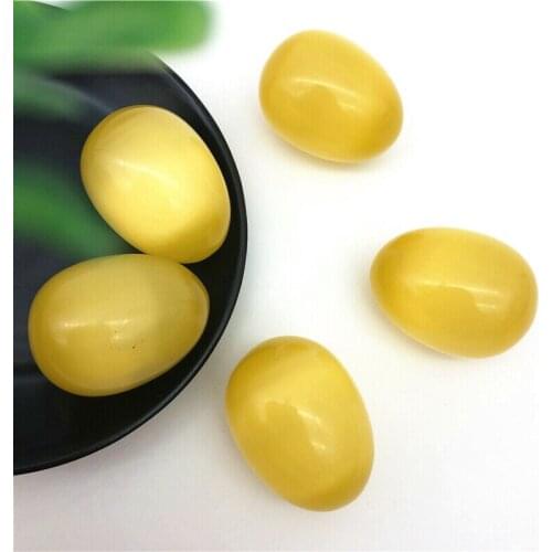 Drop Shipping 1PC Big Yellow Cats Eye Stone Egg Shaped Specimen Gemstone Crystal Healing Reiki Natural Stones and Crystals