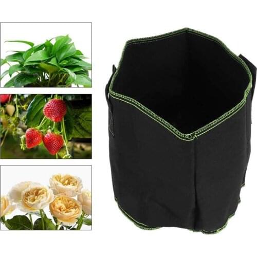 Plant Growth Bag Degradable Non-Woven Vegetable Flower Planting Pot with Handles Black Gardening Supplies