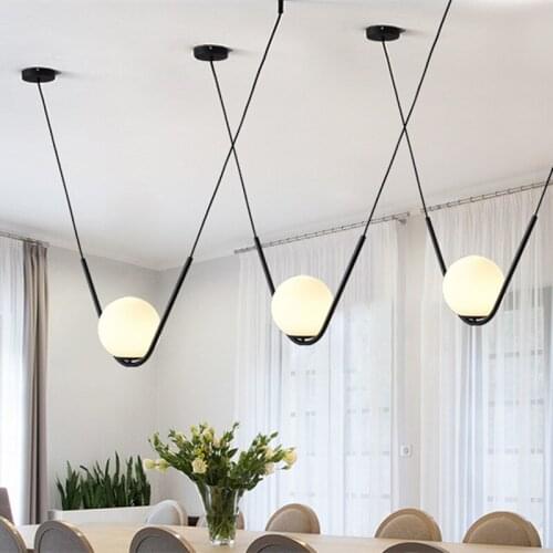 Nordic glass pendant lights Perle 1 Pendant lamp Golden Black Glass Ball line pendant light Bar Restaurant minimalist light