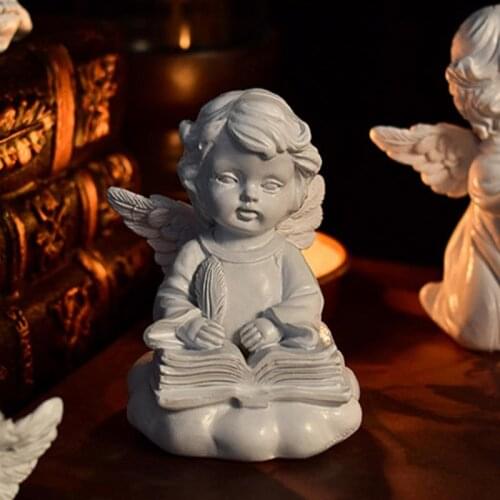 Resin Angel Garden Statue Nordic Angel Figurines Garden Decoration Fairy Angel Sculpture Home Decor Desktop Decorative Statue