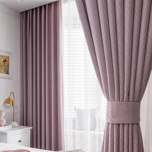 Light Luxury Simple Nordic Style Chenille Blackout Curtain Fabric Finished Warm Curtain Curtains for Living Dining Room Bedroom