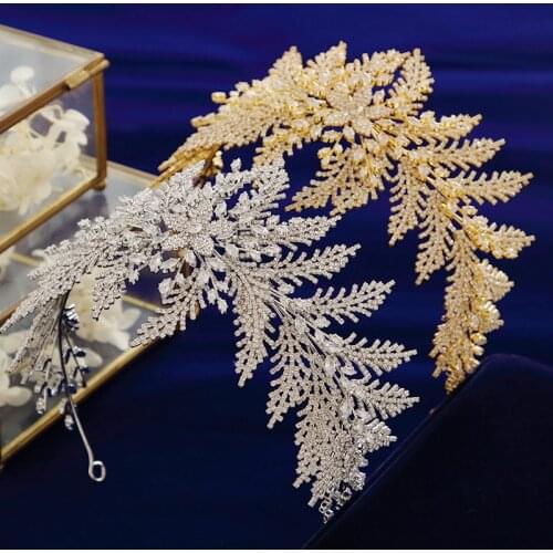 Irregular Leaves Princess Bridal Tiaras Crowns for Brides Crystal Brides Hairbands Wedding Hair Accessories