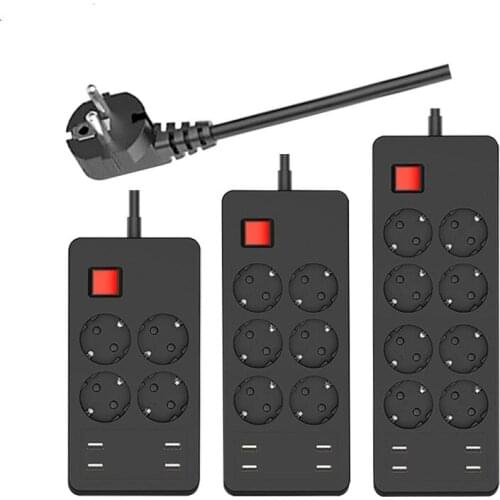 Power Strip Universal Electrical Socket EU Plug 4/6/8 Outlets 4 USB With 1.5M Extension Cord Surge Protector for Home Office