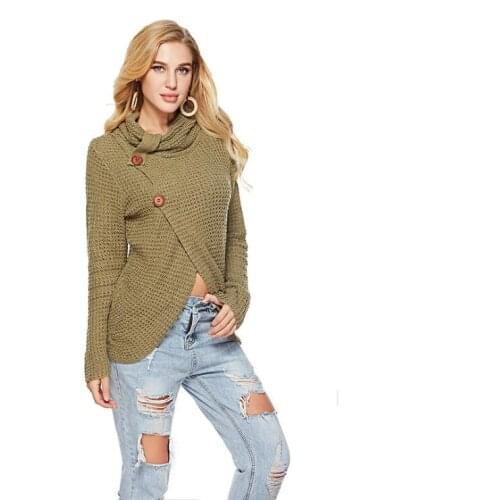Crop pullovers tops womens turtleneck Sweater Cross Top Jumper Ladies Warm Sweater thick Winter Cable Oversized Sweater