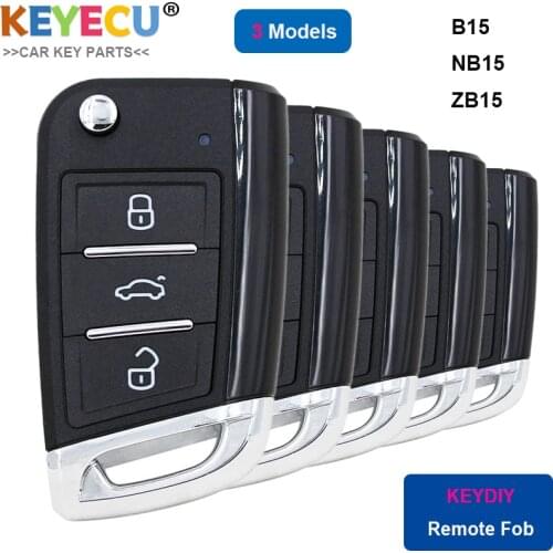 KEYECU 5 Pieces KEYDIY B NB ZB Series B15 NB15 ZB15 Universal KD MQB Style Remote Key - 3 Button - for KD900 KD900+ URG200 KD-X2