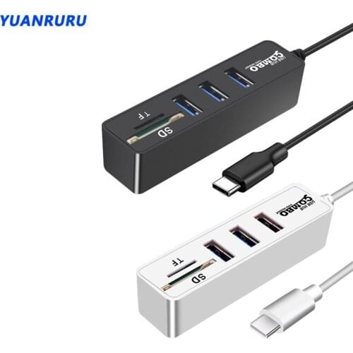 USB C Hub 2.0 Type C USB Hub Multi Splitter High Speed 3 Ports 2.0 Hub TF SD Card Reader All In One For PC Computer Phone