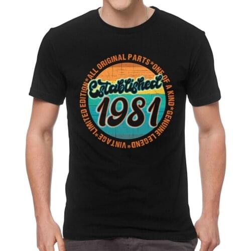 Vintage Established 1981 Born In 80s T-Shirts Men Streetwear T Shirt Short Sleeve 40th Birthday Tshirt Cotton Tee Tops Clothing