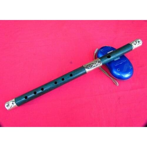 Vintage Dragon Green Jade Flute Musical Instrument Tool Foo Dog Phoenix