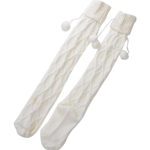 Women Girls Knitted Stockings Warm Over Knee Thigh High Long Stockings JL