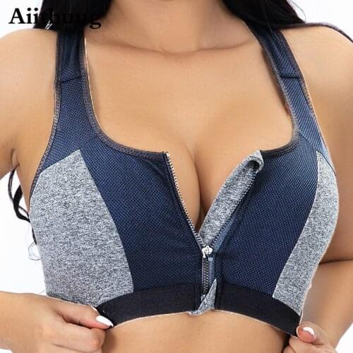 Aiithuug Womens High Impact Support Wirefree Bounce Control Workout Sports Bra Inner Cup Support Full Coverage Adjustable Zip