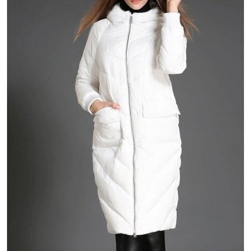Cocoon Style Winter Down Coat Large Pocket Warm Down Coat Women Long Winter Coat