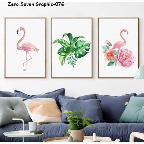 07G Watercolor Plants And Flamingos A4 A3 A2 Canvas Art Painting Print Posters Pictures Wall Living Room Home Decorative Murals
