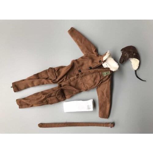 1:6th Japanese WWII Pilot Air Force Coverall Hat Scarf Belt Parts Model for 12"