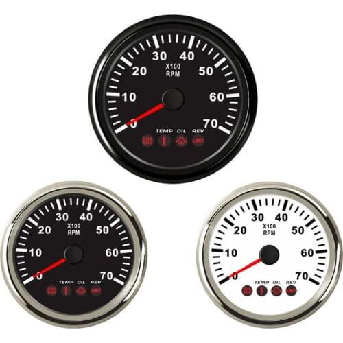 1pc 0-7000RPM Red Backlight Tachometers 85mm Lcd Revolution Meters with Temp Oil Pressure RPM Alarm Function for Car Boat Vessel