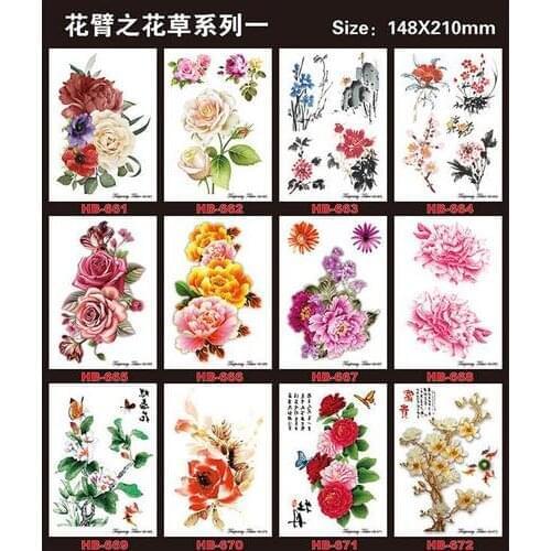 1x Women Flowers Series Temporary Tattoo Fake Tatoo Stickers Body Art Waterproof