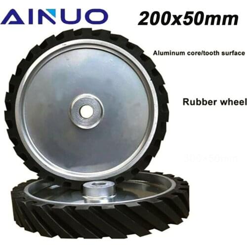 200*50mm Serrated Rubber Contact Wheel Belt Sander Polishing Wheel Abrasive Sanding Belts Set Belt Grinder