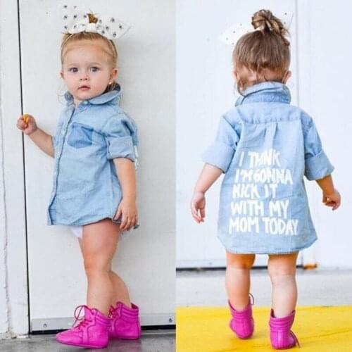 2020 Baby Girl Boy Shirt Toddler Denim Tops T Shirt Coat Girls Blouse Shirts Jacket Spring Autumn Warm Clothes Back Letter 2-7Y