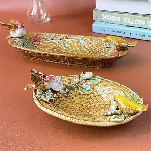 3D Bird Decor Ceramic Plate Storage Tray Living Room Desktop Decoration Crafts Soap Box Home Decor Accessories