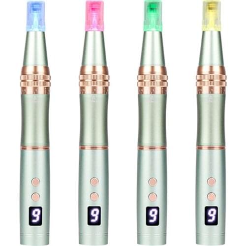 6 Speeds 4 Colors LED Light Derma Pen Face skin Care Home Use Beauty Electric Auto Microneedling Stamp Dr Pen Meso Therapy Kit