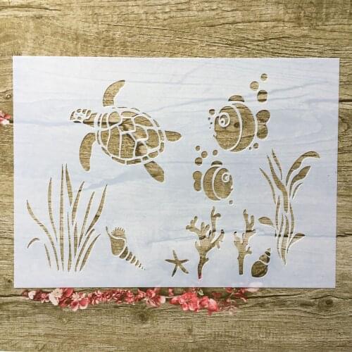 A4 29 * 21cm tortoise goldfish DIY Stencils Wall Painting Scrapbook Coloring Embossing Album Decorative Paper Card Template