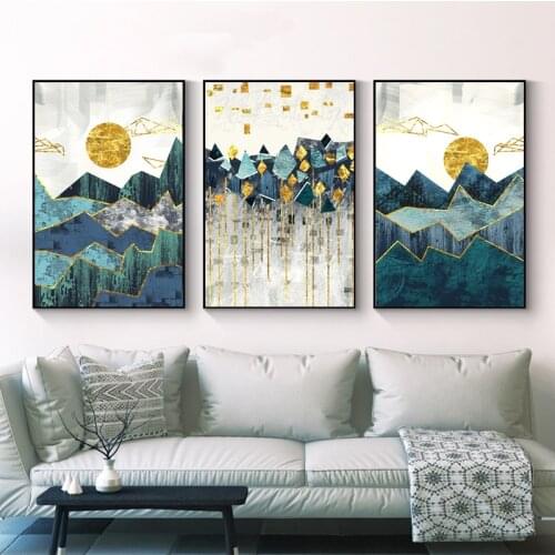 Abstract Landscape Canvas Painting On The Wall Art Canvas Print Wall Art Abstract Sunrise mountain Picture for Living Room Decor